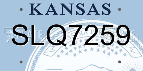 SLQ7259 Kansas License Plate