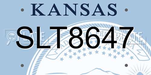 SLT8647 Kansas License Plate