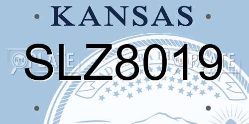SLZ8019 Kansas License Plate