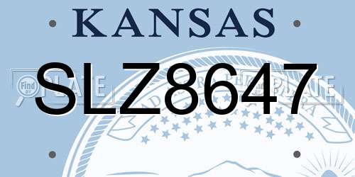 SLZ8647 Kansas License Plate