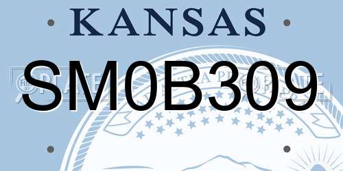 SM0B309 Kansas License Plate