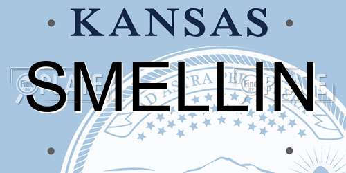 SMELLIN Kansas License Plate