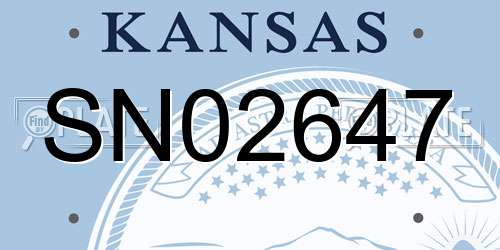 SN02647 Kansas License Plate