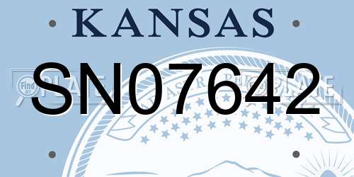 SN07642 Kansas License Plate