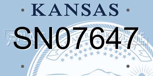 SN07647 Kansas License Plate
