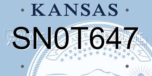 SN0T647 Kansas License Plate