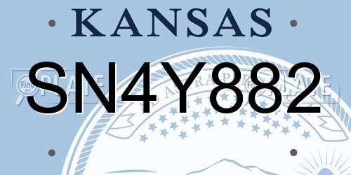 SN4Y882 Kansas License Plate