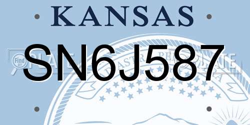 SN6J587 Kansas License Plate