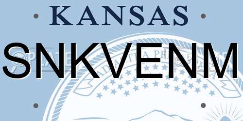 SNKVENM Kansas License Plate