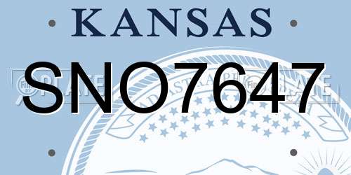 SNO7647 Kansas License Plate