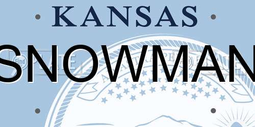 SNOWMAN Kansas License Plate