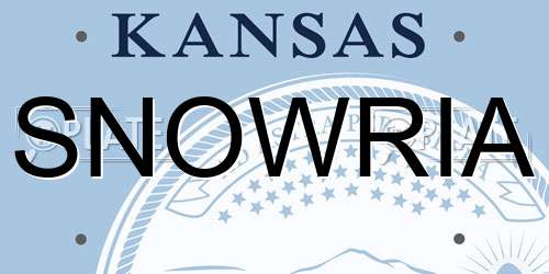 SNOWRIA Kansas License Plate