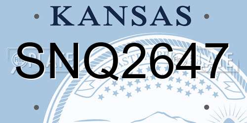 SNQ2647 Kansas License Plate