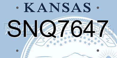 SNQ7647 Kansas License Plate