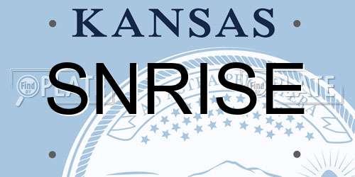 SNRISE Kansas License Plate