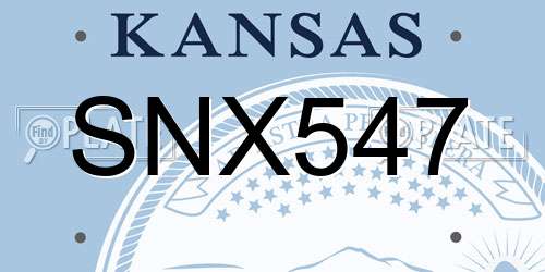 SNX547 Kansas License Plate