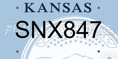 SNX847 Kansas License Plate