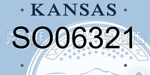 SO06321 Kansas License Plate