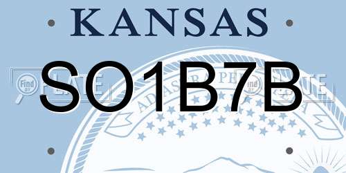 SO1B7B Kansas License Plate
