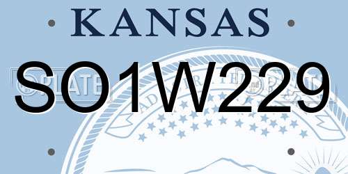 SO1W229 Kansas License Plate