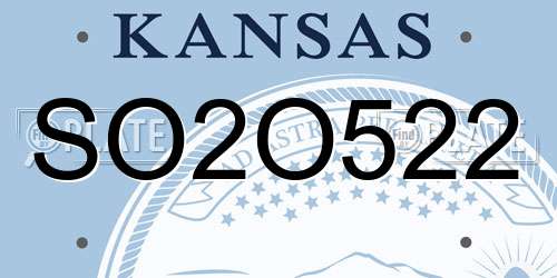 SO2O522 Kansas License Plate