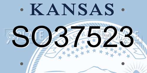 SO37523 Kansas License Plate