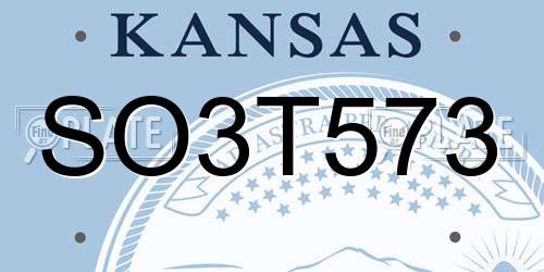 SO3T573 Kansas License Plate