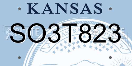 SO3T823 Kansas License Plate