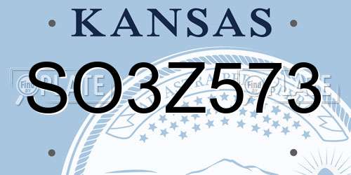 SO3Z573 Kansas License Plate