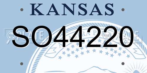 SO44220 Kansas License Plate
