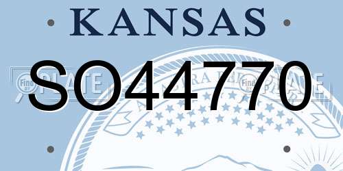 SO44770 Kansas License Plate
