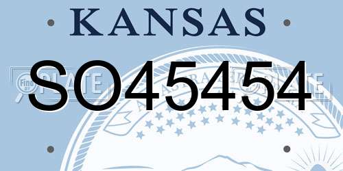 SO45454 Kansas License Plate