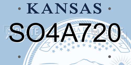 SO4A720 Kansas License Plate