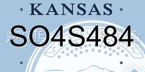 SO4S484 Kansas License Plate