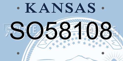 SO58108 Kansas License Plate