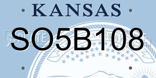 SO5B108 Kansas License Plate
