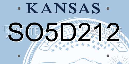SO5D212 Kansas License Plate