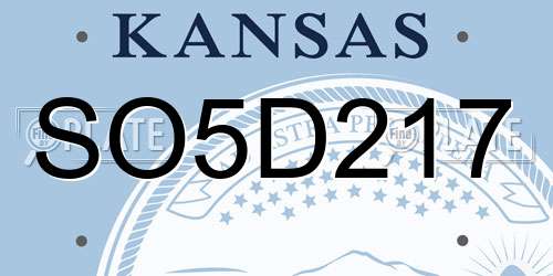 SO5D217 Kansas License Plate
