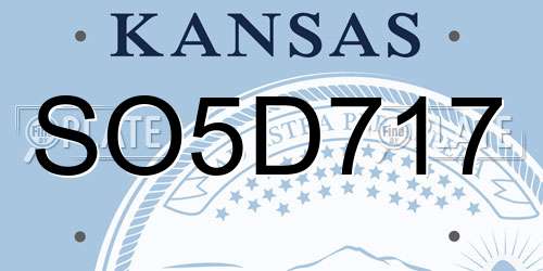 SO5D717 Kansas License Plate