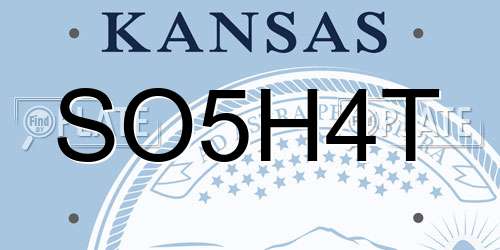 SO5H4T Kansas License Plate