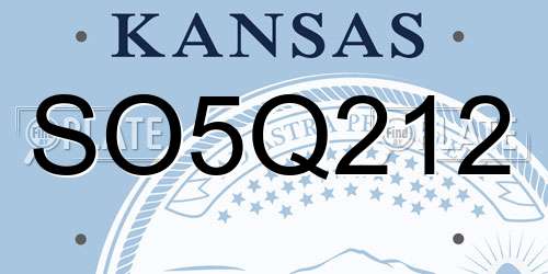 SO5Q212 Kansas License Plate