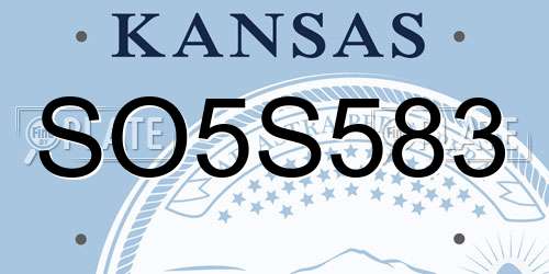 SO5S583 Kansas License Plate