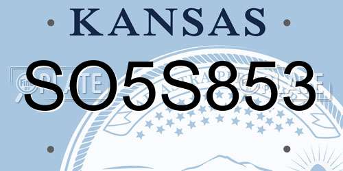 SO5S853 Kansas License Plate