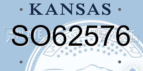 SO62576 Kansas License Plate
