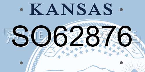 SO62876 Kansas License Plate