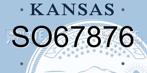 SO67876 Kansas License Plate