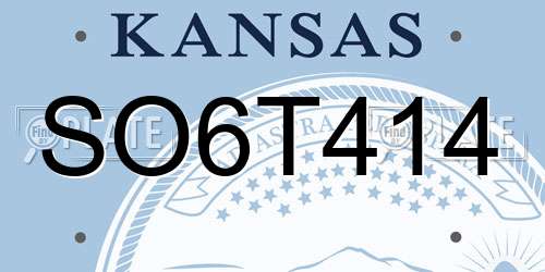 SO6T414 Kansas License Plate