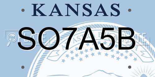 SO7A5B Kansas License Plate