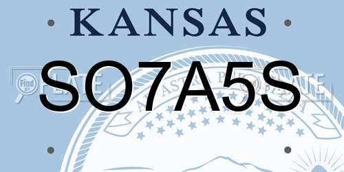 SO7A5S Kansas License Plate