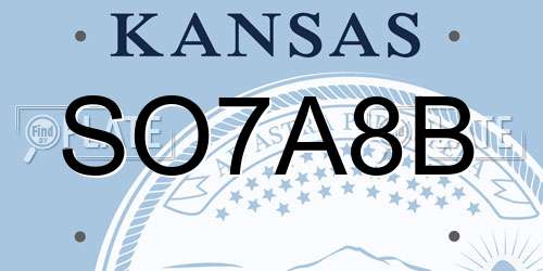 SO7A8B Kansas License Plate